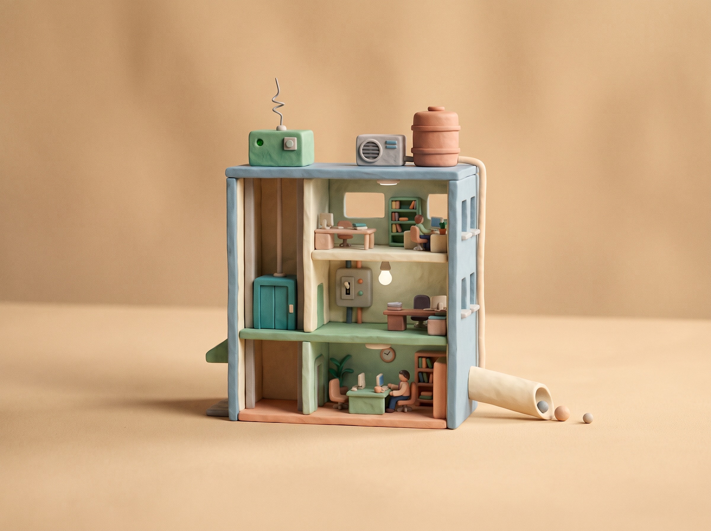 Clay illustration for Building Management