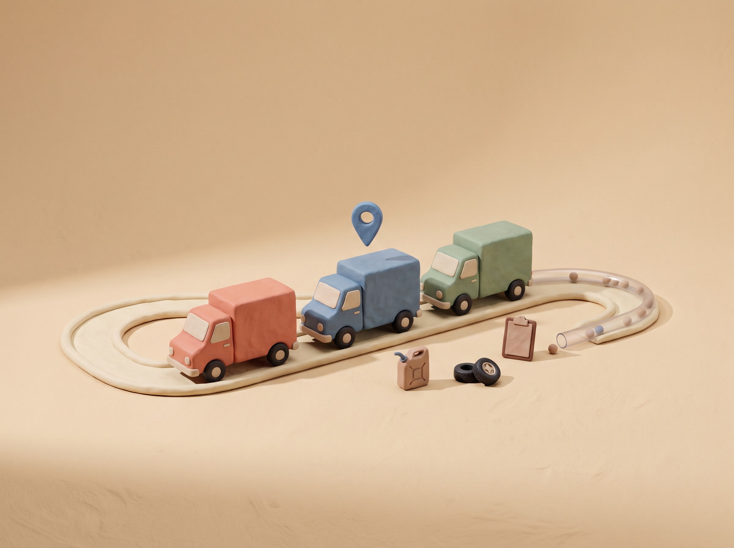 Clay illustration for Fleet Management
